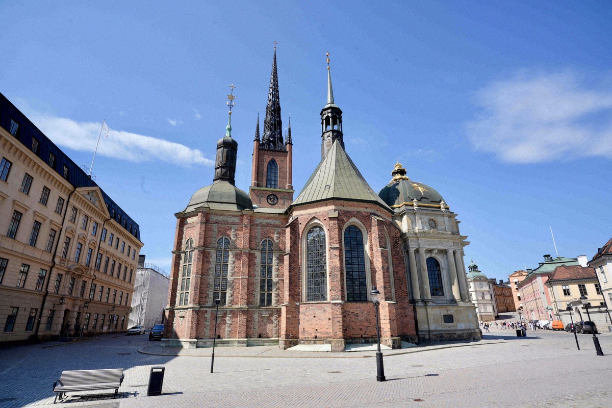 Riddarholmskirche mit ihrem durchbrochenen Turmhelm